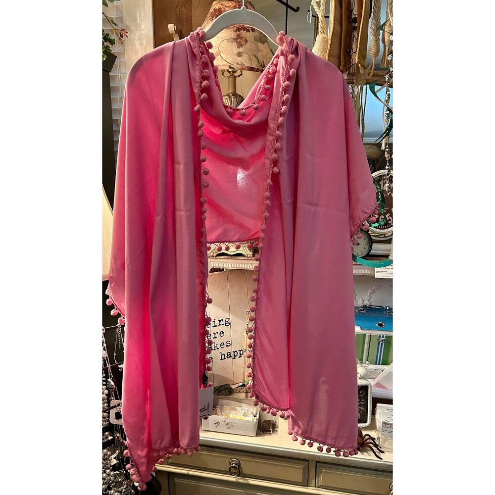 X10, New April Marin Pink Scarf with Pom Poms